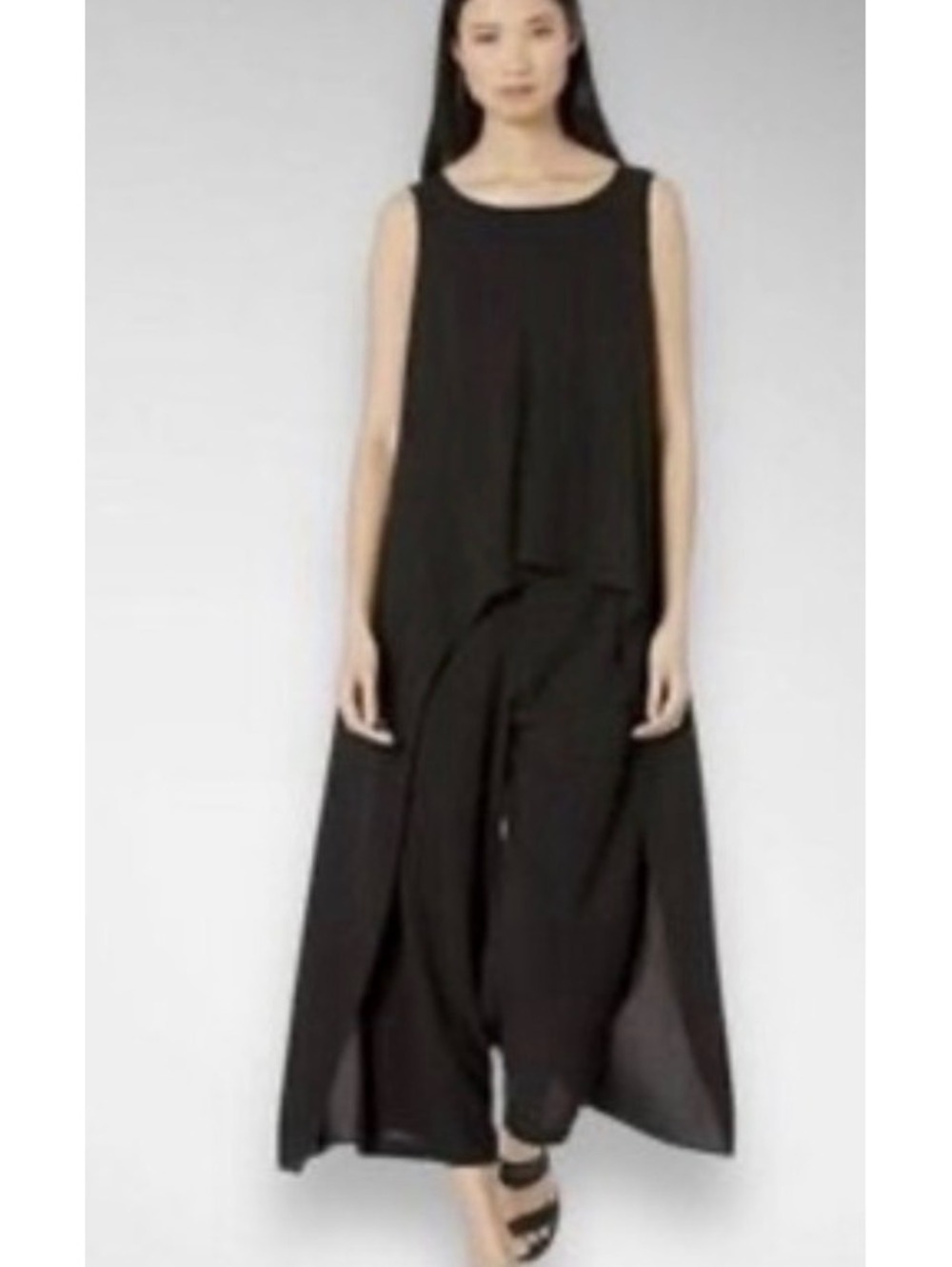 Eileen Fisher Silk Georgette Crepe Drape Front Jumpsuit